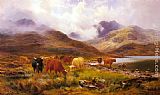 Louis Bosworth Hurt Canvas Paintings - A Misty Day in the Highlands